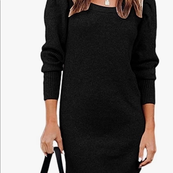 Pretty Garden Long  sleeve little black Sweater Dress - Picture 3 of 5